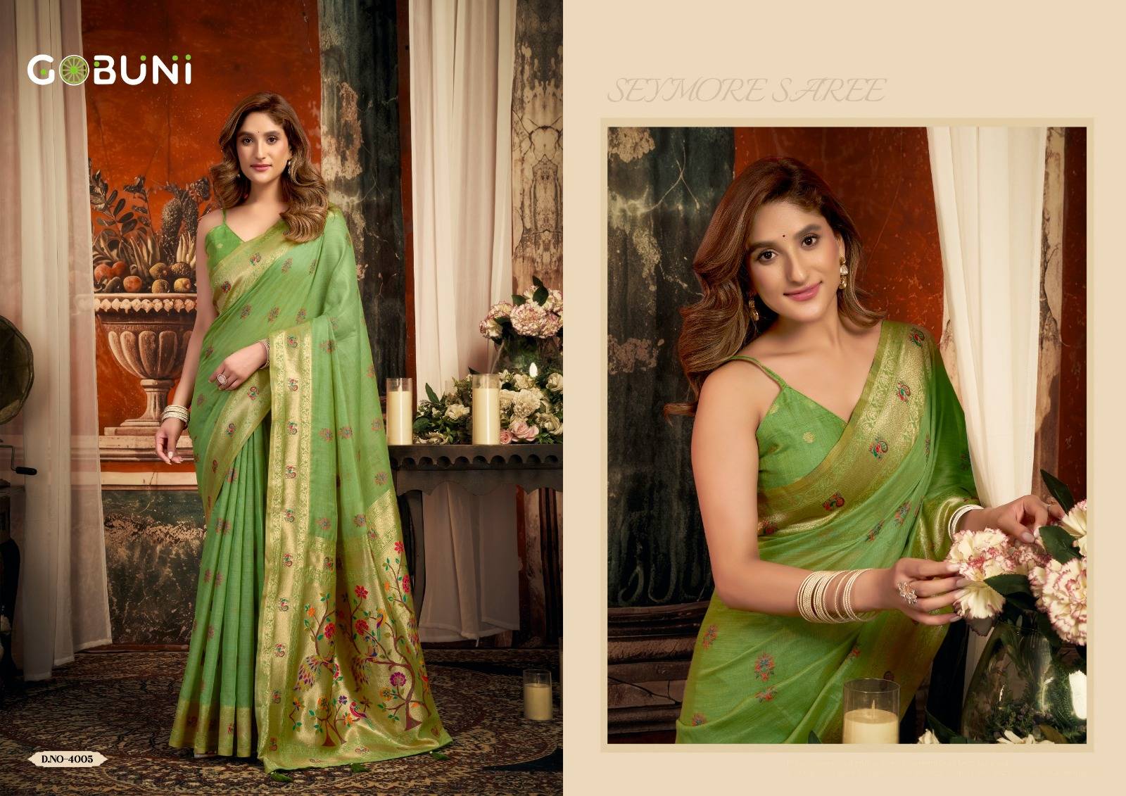 Sakshi BY GOBUNI 4001 To 4006 Series Indian Traditional Wear Collection Beautiful Stylish Fancy Colorful Party Wear & Occasional Wear pure cotton Sarees At Wholesale Price